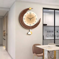 Nordic Design Crescent Moon Wall Clock Dreamy Design Moon and Star Decorative Clock Battery Powered for Bedroom