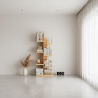 Space-Saving Narrow Bedside Shelf Stable Design Space Filler Shelf Multi-Tier Leaning Bookshelf Large Capacity for Small Areas