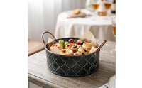 Iron Storage Bucket with Handles Embossed Rustic Metal Bucket Vintage Metal Pail with Handle for Tabletop, Kitchen, Party