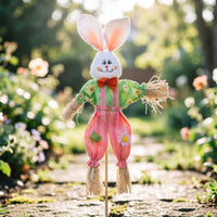 Easter Bunny Scarecrow Festive Straw Rabbit Decoration Handmade Look
