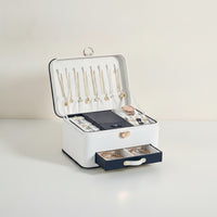 Jewelry Box Multi-Layer Jewelry Box with Mirror Large-Capacity Storage Case with Mirror for Bedside Table