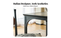 French design Square Table with Arched Legs Black Finish Kitchen Centerpiece Minimalist Design Household Furniture sturdy Wood Construction for Apartment Dwellers, Families, Homeowners, Dining Room, Family Meals, Dinner Parties