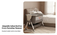Rocking Mode Bedside Sleeper Bassinet Portable and Foldable Adjustable Co-Sleeper Crib Multi-Functional Baby Cradle Mobile with Wheels for Newborns, Infants, Parents, Night Feeding, Nursery, Bedroom, Living Room