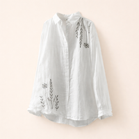 Embroidered Shirts for Women with Loose Fit Design, Casual White for Summer and Everyday Wear, Plus Size Blouse UK