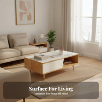 Oval Coffee Table with Drawers Space-Saving Design Oval Coffee Table with Storage Scuff Resistant Easy to Clean for Homeowners