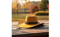 Cowboy Hat with Braided Band Structured Felt Cowboy Hat for Festivals, Travel, Stage