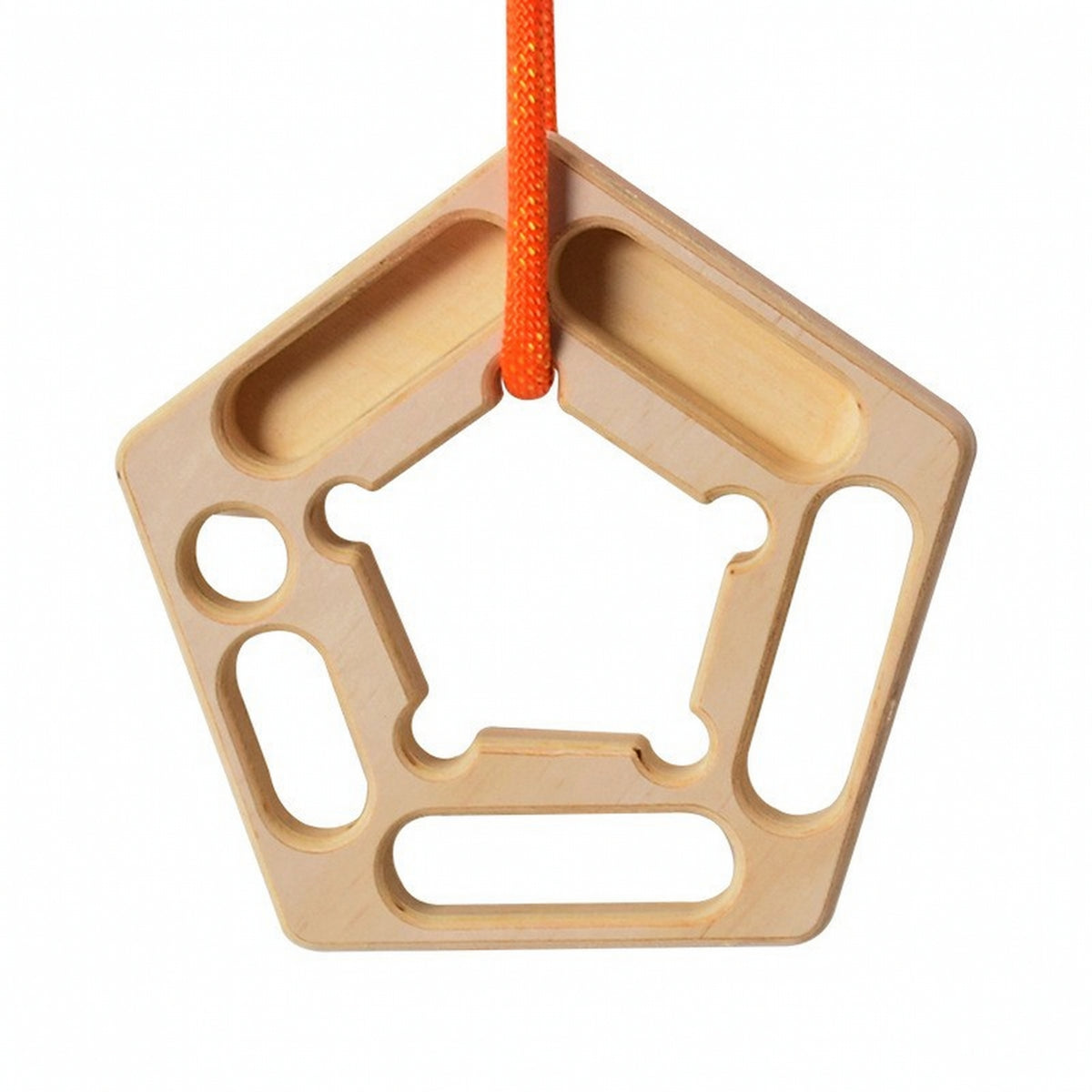 2 Pieces Hanging Climbing Training Board Pentagonal Wooden Training Board with Cords Portable Hangboard with Rope Travel-Friendly for Climbers, Athletes, Home Gym