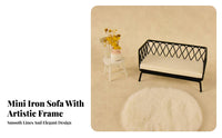 Miniature Wrought Iron Sofa Social Media Design Dollhouse Sofa Miniature Couch Includes Pillows 1/12 Scale Couch Delicate
