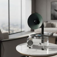 Gramophone with Acrylic Base Decorative Gramophone Ornament Tabletop Desktop Decoration for Living Room