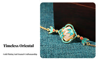 Chinese Design Bamboo Bracelet Adjustable Length Imitation Jade Enamel Bracelet