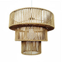 Woven Paper Rope Lampshade Natural Aesthetic Rope Lamp Shade Woven Lampshade Lightweight Black Tiered Drum Shade for Bar