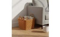 Multi-Purpose Imitation Rattan Basket with Handles Stylish Design Woven Laundry Basket Long-Lasting for Bathroom, Living Room, Bedroom