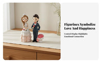 Creative Design Bride and Groom Figurine Detailed Craftsmanship Newlywed Couple Figures Cute Cartoon Design for Anniversary, Bridal Shower
