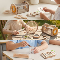Educational Observation Kit with Net Portable Catching Kit Wooden Tweezers Clear for Nature Lovers, Toddlers