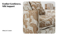 Down Feather Filling Horse Pattern Settee Removable and cleanable Cover 2-Seater Settee Padded padding Loveseat adaptable Use for Homeowners, Apartment Dwellers, Interior Designers, Living Room, Bedroom, Entryway, Office