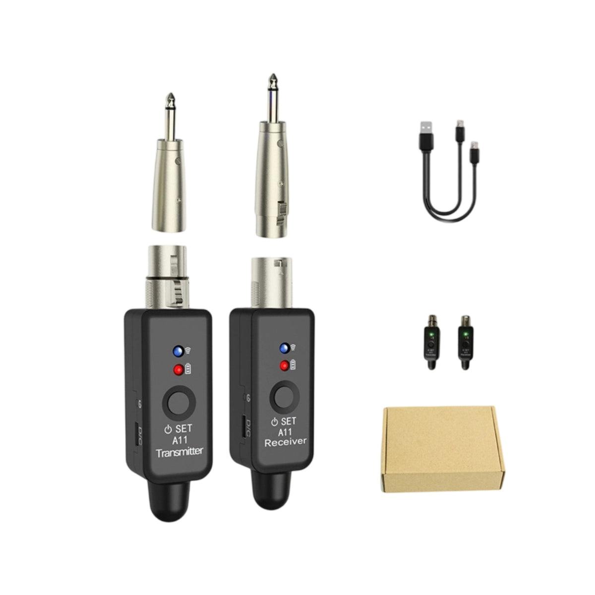 Compact Wireless Audio Transmitter and Receiver with 6.35 Mm Plug Rechargeable Wireless Guitar Transmitter Receiver 5.8GHz Anti-Interference for Musicians, Live Performance