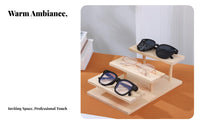 Sunglasses Storage Rack Space-Saving Wooden Glasses Display Stand Sturdy Construction Tiered Display Riser for Collectors, Retail Store, Market Stall