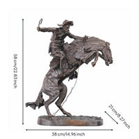 Cowboy Horse Statue Detailed Design Bronze Horseman Statue Artisanal Appearance Horseback Riding Ornament for Office