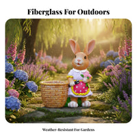 Hare Statue Planter Fiberglass Bunny Flower Pot Weather-Resistant Bunny Planter Figurine for Kids, Gardeners, Balcony, Patio, Kindergarten