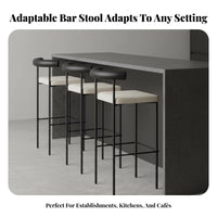 Industrial Design Minimalist High-Legged Stool Designer Inspired Counter Chair Padded Backrest Home Furniture Upholstered Seat for Interior Designers, Business Owners, Cafe, Restaurant, Kitchen Island, Dining Room