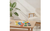 Chunky Wooden Puzzle with Geometric Shapes Educational Shape Sorting Puzzle Board Colorful Toy Developmental for Toddlers, Playrooms