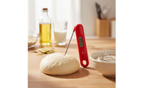 Folding Foldable Temperature Instrument Backlit Display Foldable Prong Cooking Thermometer Calibration Function Kitchen Utensil for Barbecue