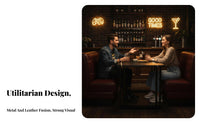 Industrial Design Booth Set Contemporary Vintage Aesthetic Corner Bench Table Set Easy to Clean Commercial Furniture for Homeowners, Families, Bar