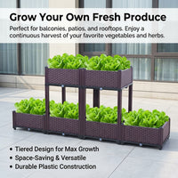 Planter Box Outdoor, Raised Garden Bed for Vegetables, 40cm Modular Floor-Standing Design Resin with Integrated Drainage