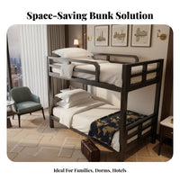 Metal Bunk Bed Frame Space Saving Metal Bunk Bed Stable Structure for Students, Teenagers, Dormitory, Dorm Room, Small Apartment