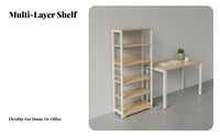 Floor Standing Bookshelf Stable Multi-Tier Storage Shelf Large Capacity Metal Frame Open Shelf for Study Room, Bedroom, Small Areas