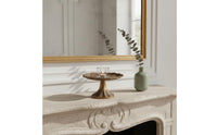 2 Pieces Pedestal Tray Antique Aged Metal Round Tray Leaf-Like rims House Decorative Touch