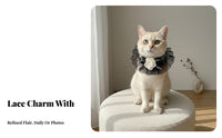 Lace Pet Fashionable Feline Lace Accessory Elegant Design Flower Dog Bib for Kittens, Young Dogs, Photo S, Special Occasions, Holidays