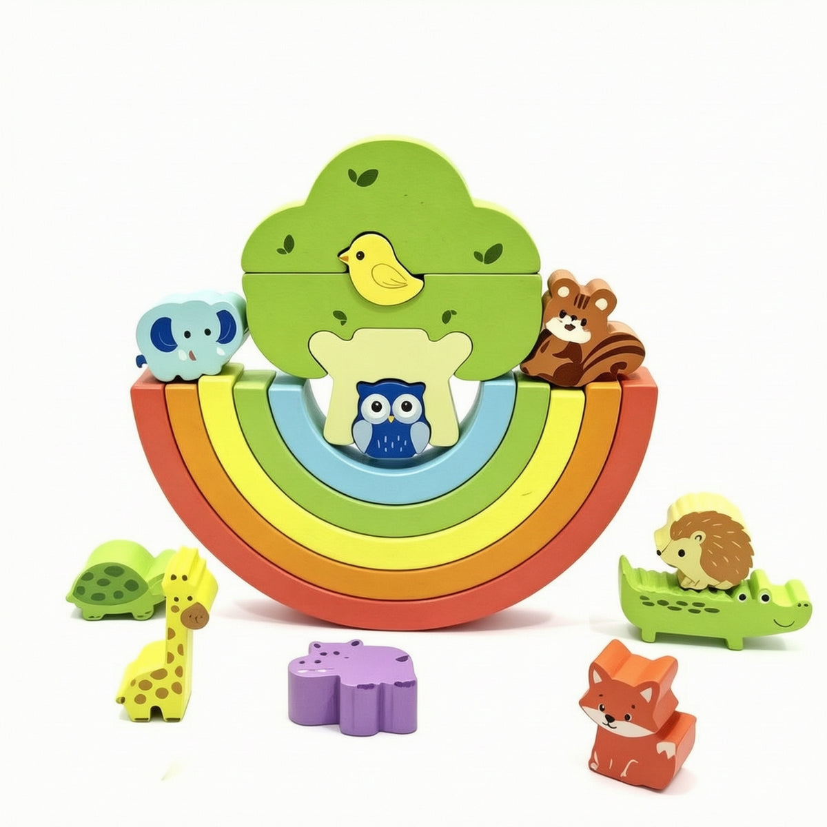 Wooden Rainbow Stacker Colorful Wooden Stacking Toy Learning for Home, Classroom