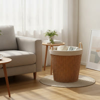 Open-Top Imitation Rattan Basket Long-Lasting Tapered Laundry Hamper Stylish Woven Basket with Handles Lightweight for Bedroom