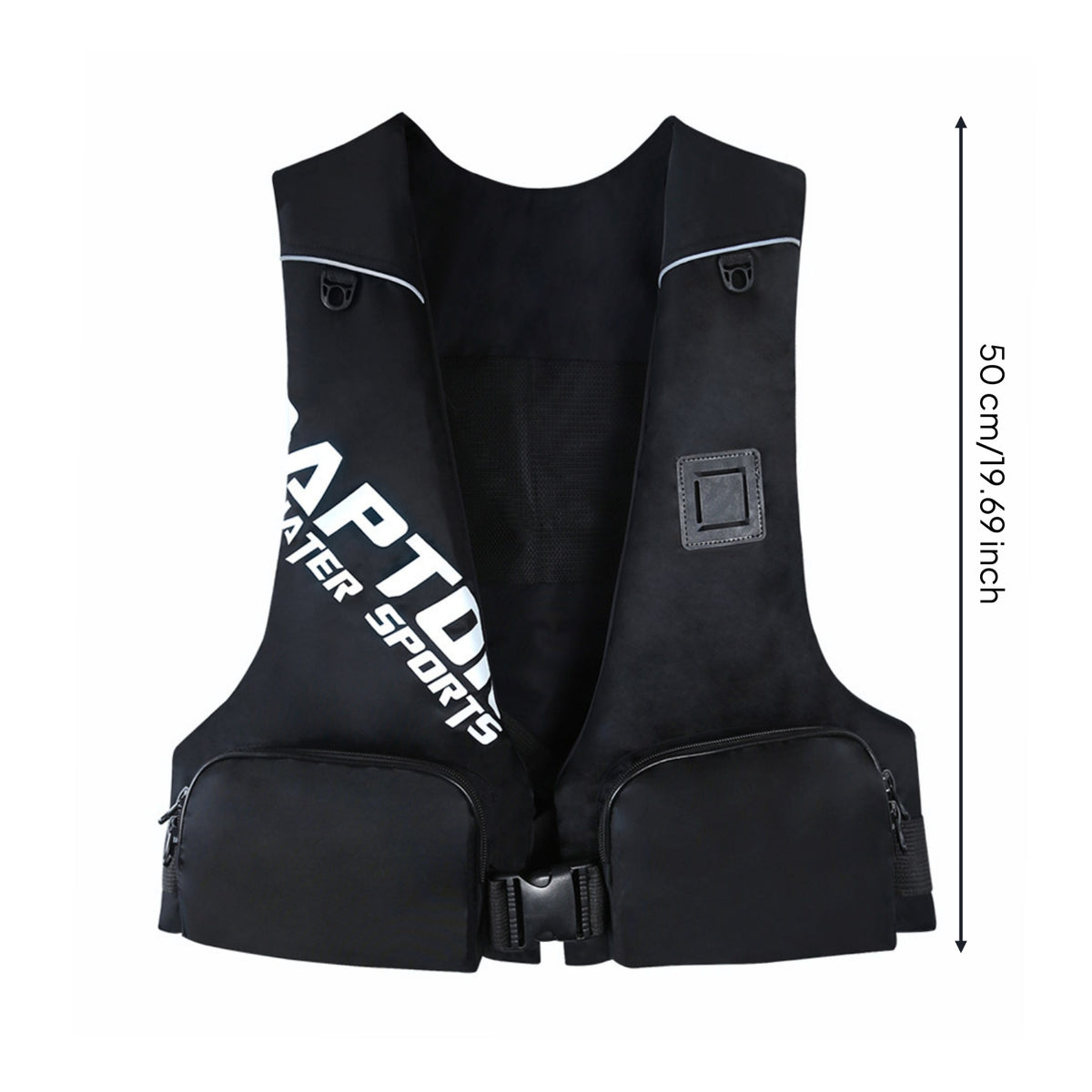 Double Storage Pockets Sleeveless Life Jacket Reflective Piping Water Activity Vest Front Zippered Life Jacket Wear-Resistant