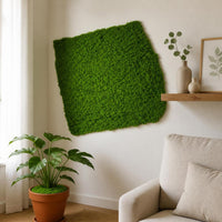 Artificial Moss Mat for Micro Landscape and Bonsai Decor, Flocked Green Moss Turf