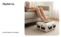 Square Cat Pouf Expanded Polypropylene Particle Filling Square Pouf Ottoman Removable and Washable Cover Cushioned Cube Footstool for Adults