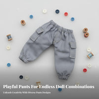 OB11 Doll Cargo Pants Side Pockets 1/12 BJD Doll Trousers Elastic Waist Miniature Pocket Pants for Hobbyists, dioramas Display
