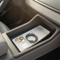 Under-Console Tray Shallow Center Console Storage Box Ribbed Car Accessory