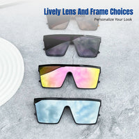 Punk Style Sunglasses, Oversized Square Frame, Outdoor Cycling, Unisex