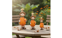 3 Pieces Pumpkin Scarecrow Figurine Hand-Painted Ceramic Pumpkin Figure Whimsical Scarecrow Statue with Hat for Tabletop, Shelf, Entryway