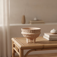 Honeycomb Textured Paper Pulp Vase Artisanal Look Vase with Handles Rustic Vessel Sculptural for Shelf Display
