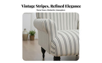 Striped Wooden Armchair mid-centuryera Modern aesthetic Striped Upholstered Armchair sturdy Wood Frame Accent Chair for Readers, perusing corner, Bedroom, Office