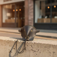 Bull Shaped Head Waist Bag Versatile PU Leather Belt Pouch Retro Design Fanny Pack for Casual Outings