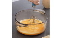 Semi-Automatic Egg Beater Press-Style Push Whisk Manual Rotary Whisk with Stainless Steel Head for Home Home Cooks, Pastry Making, Kitchen