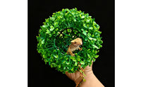 Realistic Design Artificial Grass Ball Hideout Provides Shelter Hanging Amphibian Hide Spherical Bird Nest for Reptiles, Terrarium, Vivarium