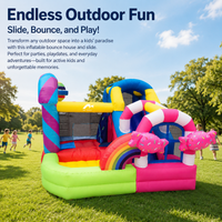 Multicolor Inflatable Bouncy Castle for Garden, Large Kids Bouncy House with Slide & Climbing Wall, PVC Tarpaulin Outdoor Play Centre 280x300x220cm