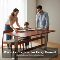 Retro Design Rectangular Wood-Top Trestle Table Multi-Purpose Work Desk Seats 4-6 People Household Furniture Spacious surface for Homeowners, Remote Workers, Professionals, Dining Room, Home Office, Kitchen, Open-Plan Living Space