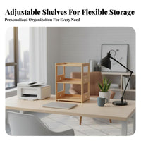 Waterproof Wooden Printer Stand Space-Saving Solid Wood Office Rack Polished Edges Multi-Layer Desktop Organizer Rounded Corners for Students, Study Room, Kitchen