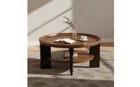 Solid Wood Construction Round Wooden Coffee Table Elegant Appearance Wooden Coffee Table Easy Assembly for Small Areas